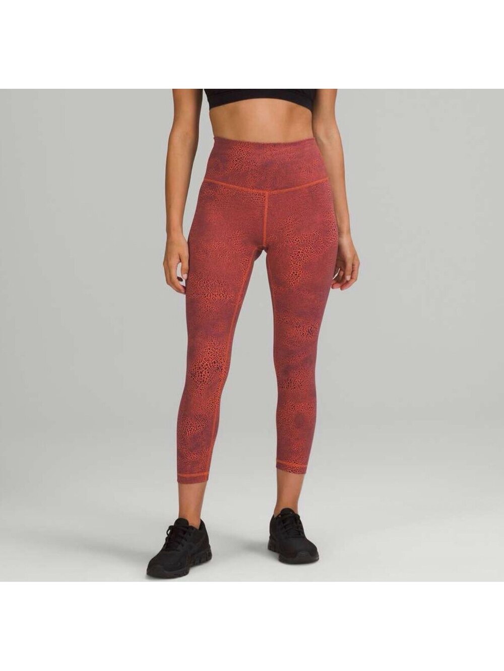 Lululemon Wunder Train High Rise Crop 23” SZ 0 Crackle Glaze Orange Tight Leggin